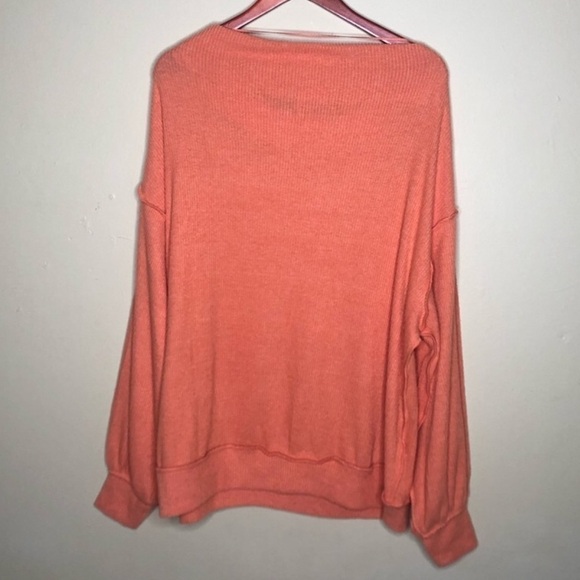 Free People Main Squeeze Hacci Knit Salmon Orange Sweater Size XS - Picture 3 of 6